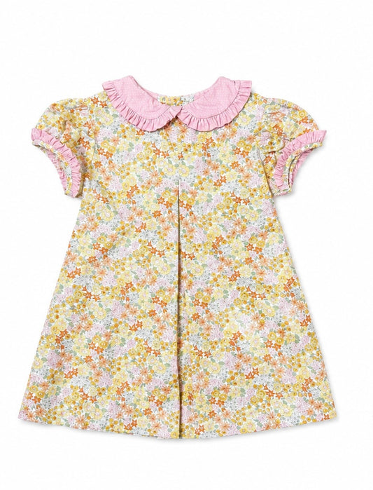 3T Anvy Kids Floral Dress with Polka Dot Collar and Ruffle Sleeve
