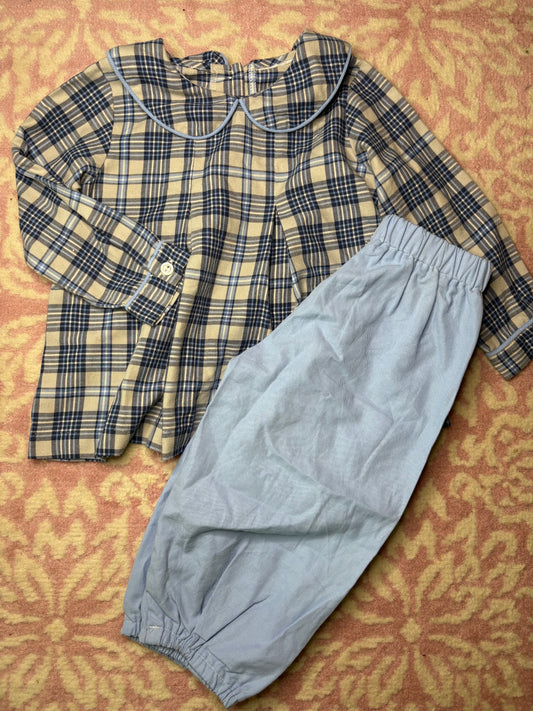 18M Blue Flannel Top and Pant Set