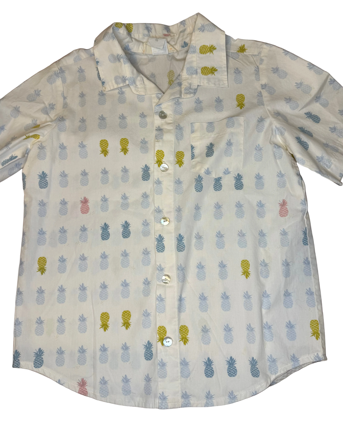 Sz 10 Hannah Kate Pineapple Short Sleeve Button Down