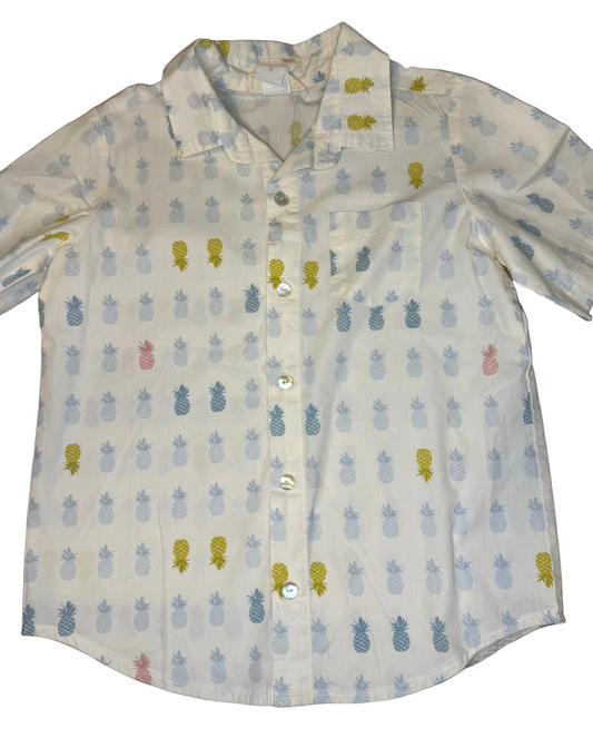 Sz 10 Hannah Kate Pineapple Short Sleeve Button Down
