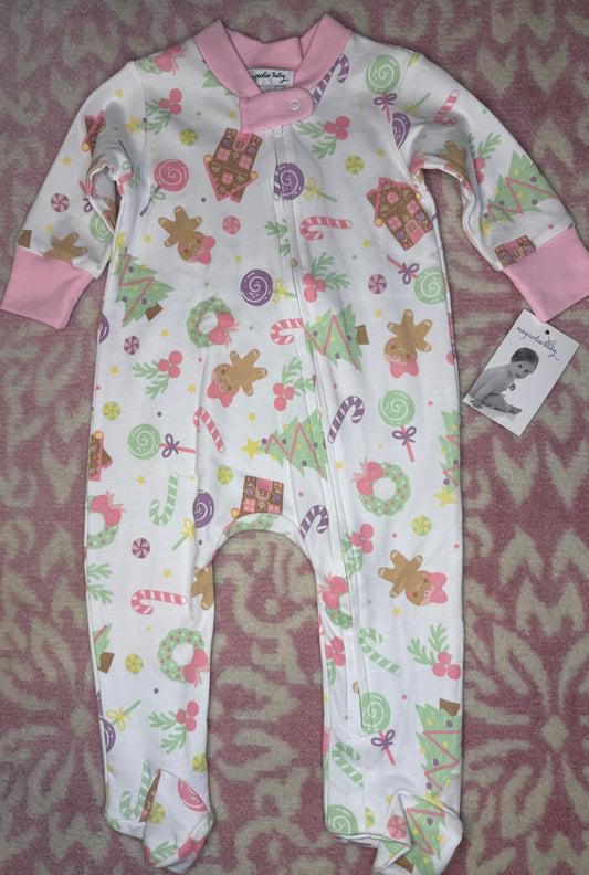 6M Magnolia Baby Sweet Gingerbread Zipper Footie