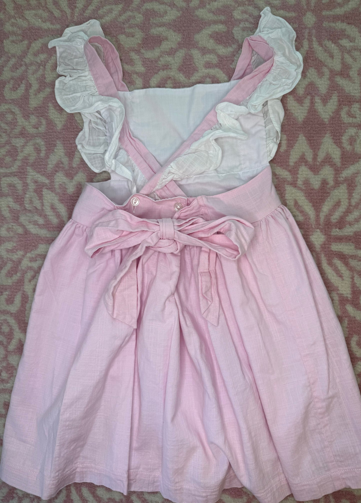5T Two Girl & A Boy Pink Linen Apron Dress