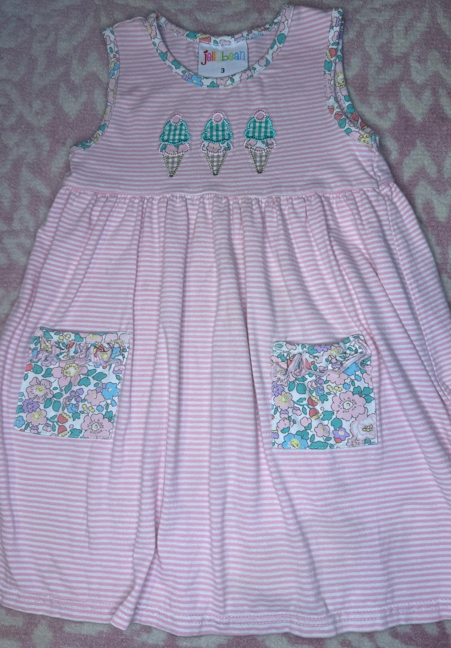 Sz 3 Jelly Bean Ice Cream Floral Knit Dress