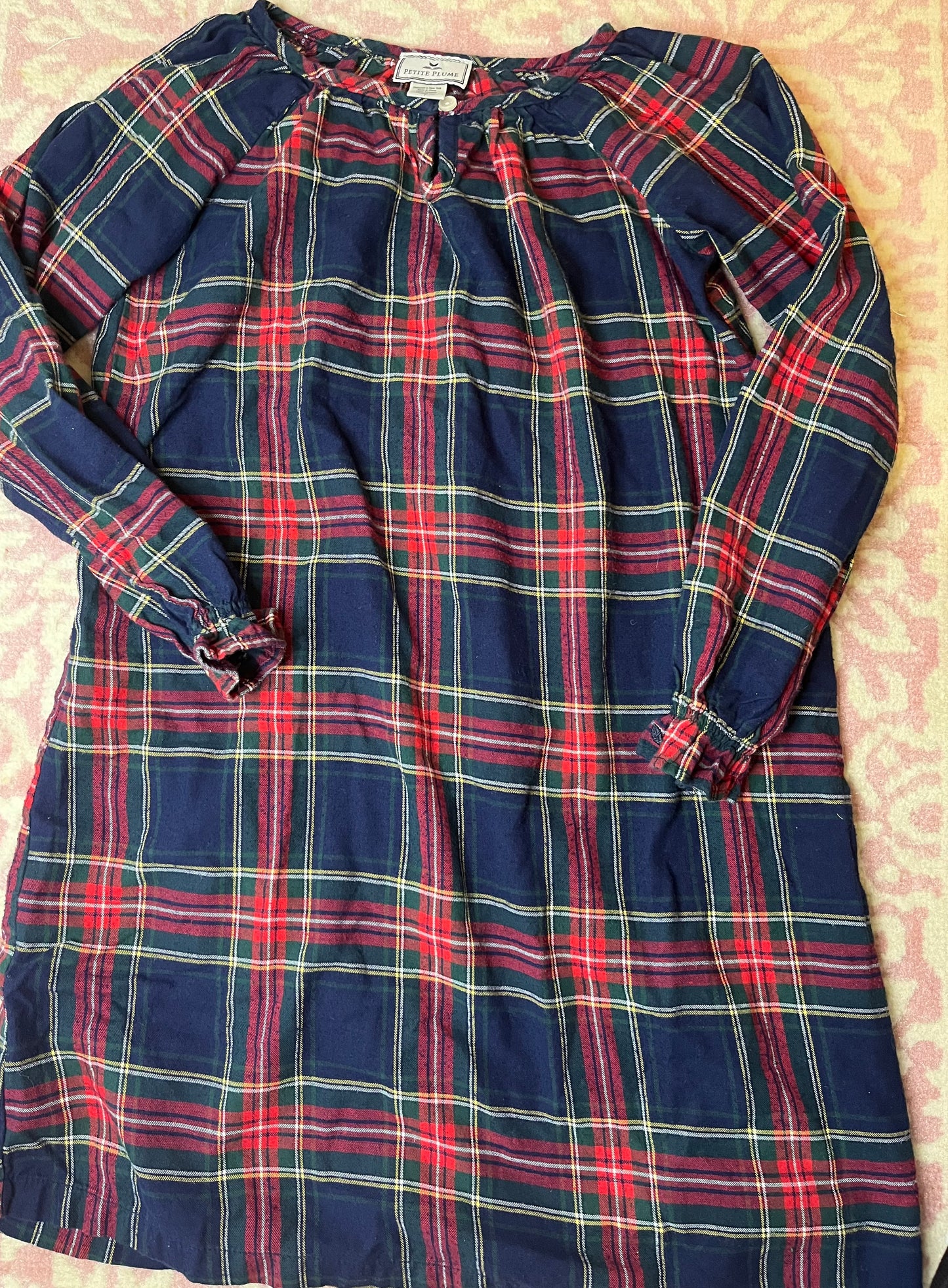 Sz 7 Petite Plume Girl's Brushed Cotton Delphine Nightgown in Windsor Tartan