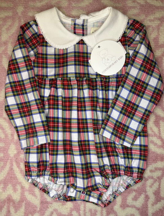 18M The Oaks Christmas Plaid Knit Bubble