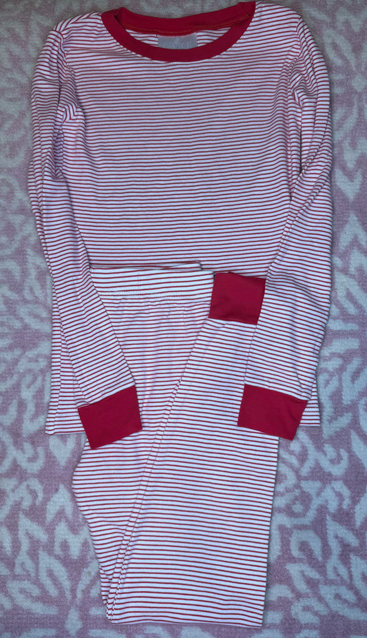 Sz 8 LAKE Red & White Striped Pajama Set
