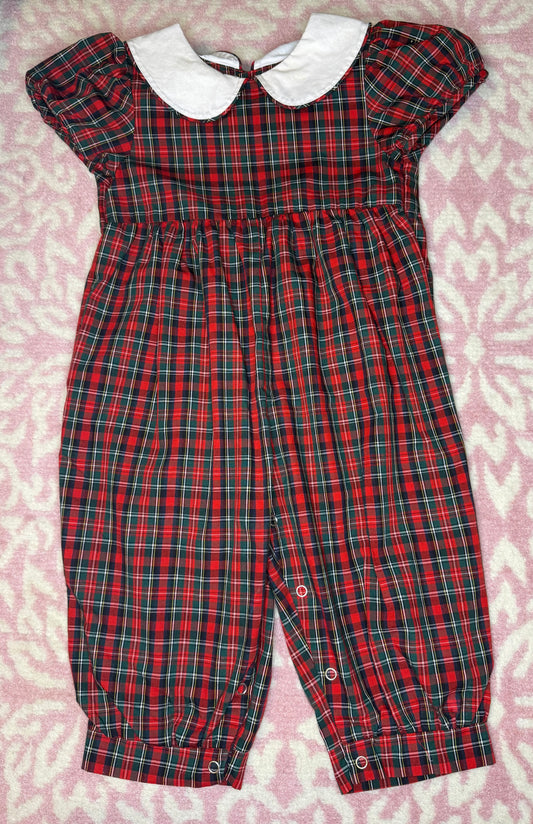 18M Mom & Me Tartan Long Romper