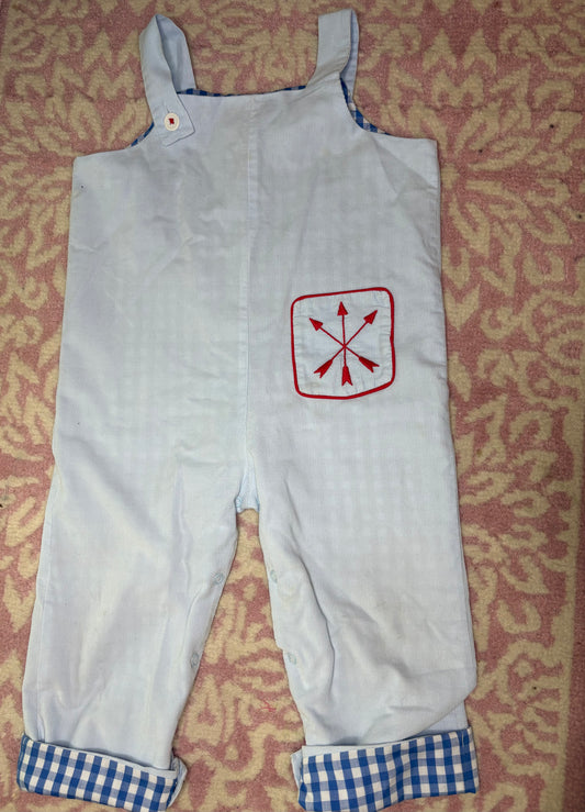 18-24M TBBC Light Blue Cord and Gingham Longall