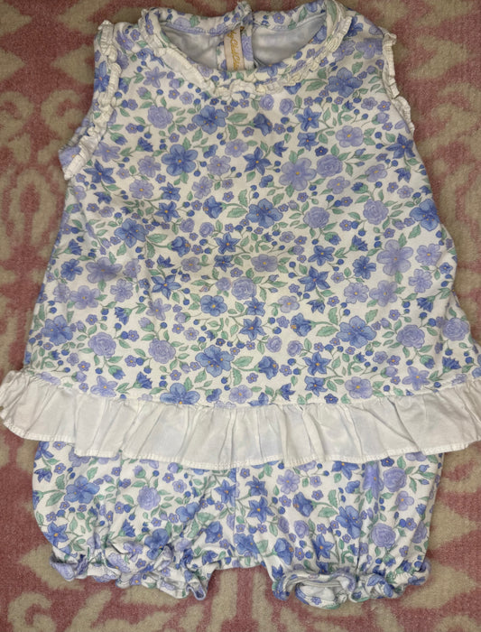9/12M Baby Club Chic Blue Floral Knit Bloomer Set