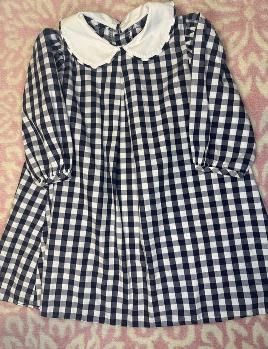 2T Lullaby Set Navy Check LS Peter Pan Collar Dress