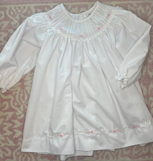 Sz 24M Royal Child LS White Dress with Lace and Rosettes