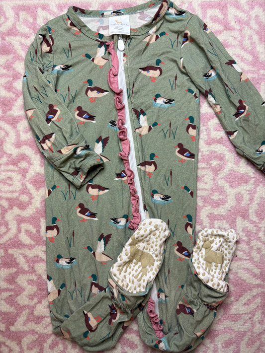 12-18M Velvet Fawn Mallard Footed Pajama
