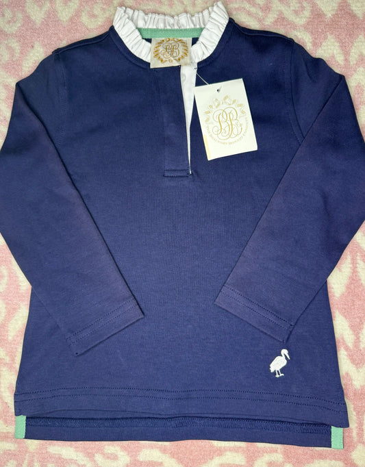2T TBBC Ramsey Rugby Ruffle Shirt in Navy