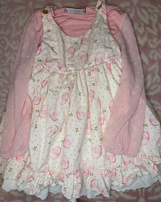 Sz 6 Sweet Honey Pink Santa Dress Set
