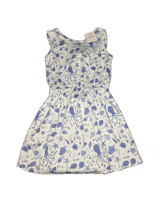 12 James & Lottie Blue & White Under The Sea Knit Dress