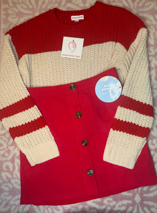 Sz 7 Little English Classic Corduroy+ Design History Girls Sweater/Cord Skirt Set