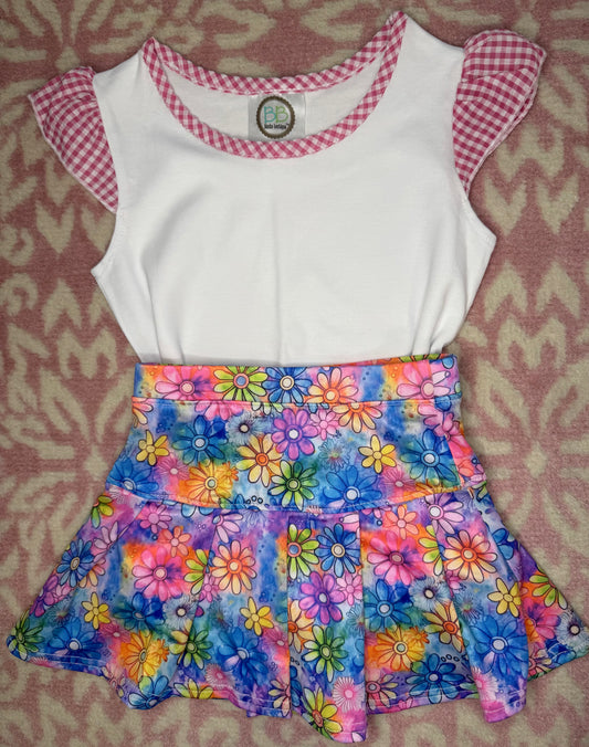 Sz 3T/4 Azarhia Neon Daisies Skort Set