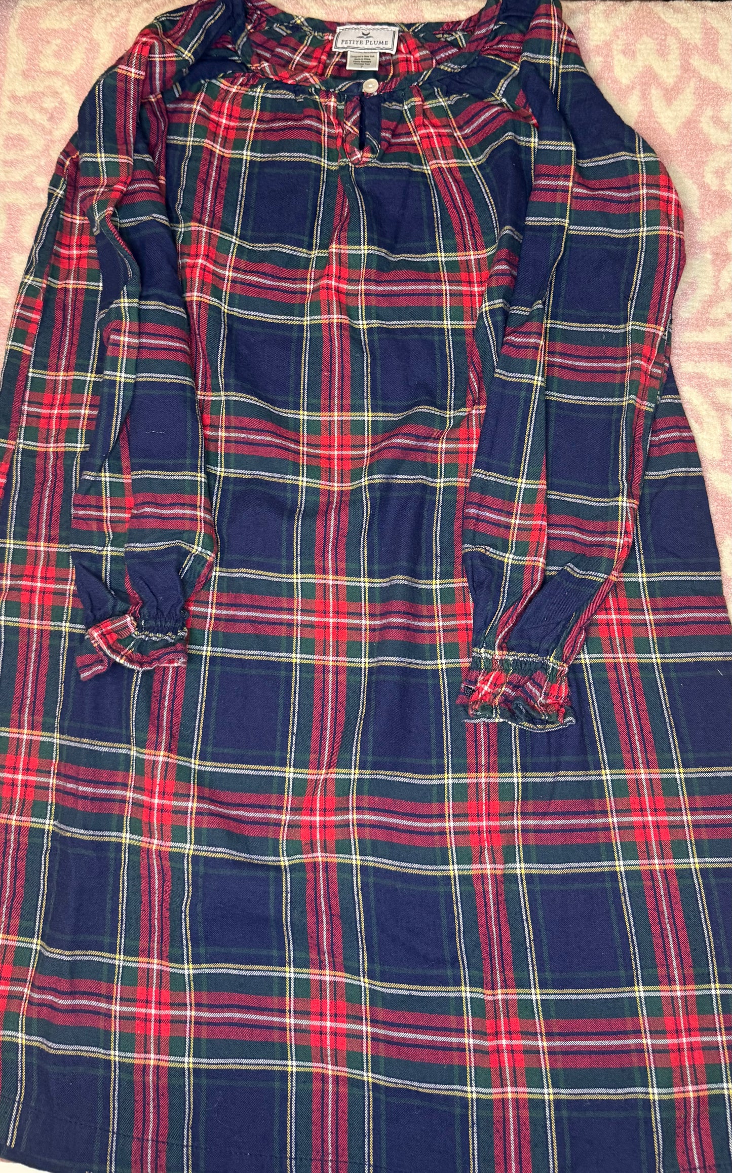 Sz 7 Petite Plum Christmas Tartan Night Gown