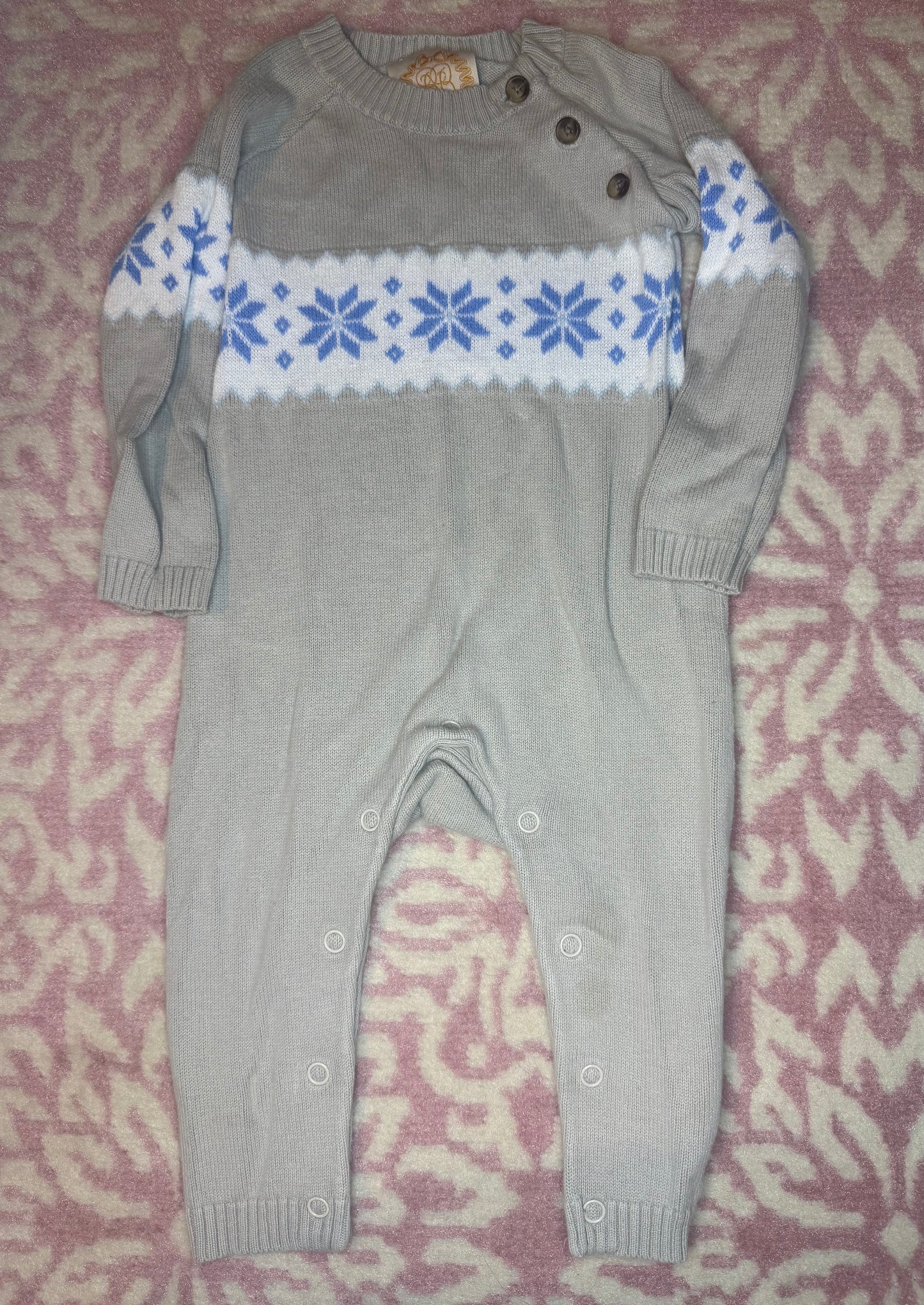 6/12M TBBC PERRIN PLAYSUIT - GRANTLEY GRAY/FAIR ISLE