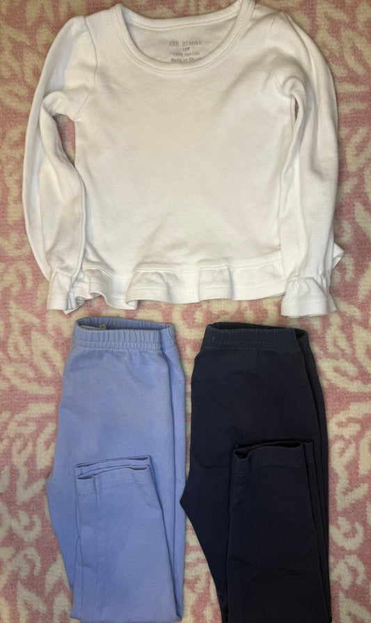 12/18M ARB Blanks Ruffle LS Tee + Mitzy Sue TBBC Legging Bundle