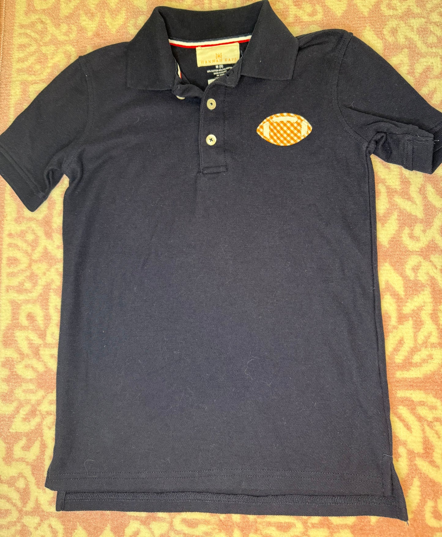 Sz 8 Hannah Kate Navy Polo w/ Orange Football