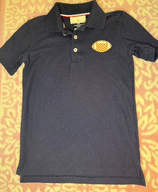 Sz 8 Hannah Kate Navy Polo w/ Orange Football