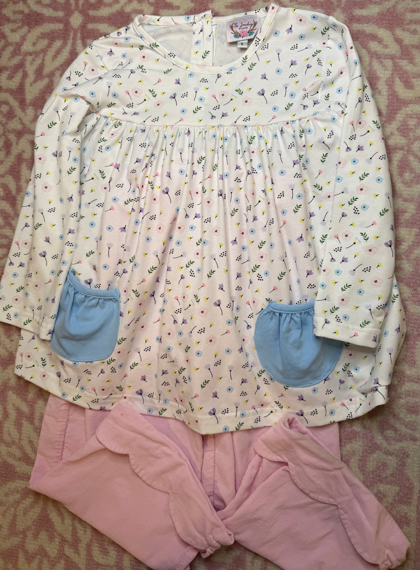 Sz 5 The Smocking Place + Alice Kathleen Floral Pant Set