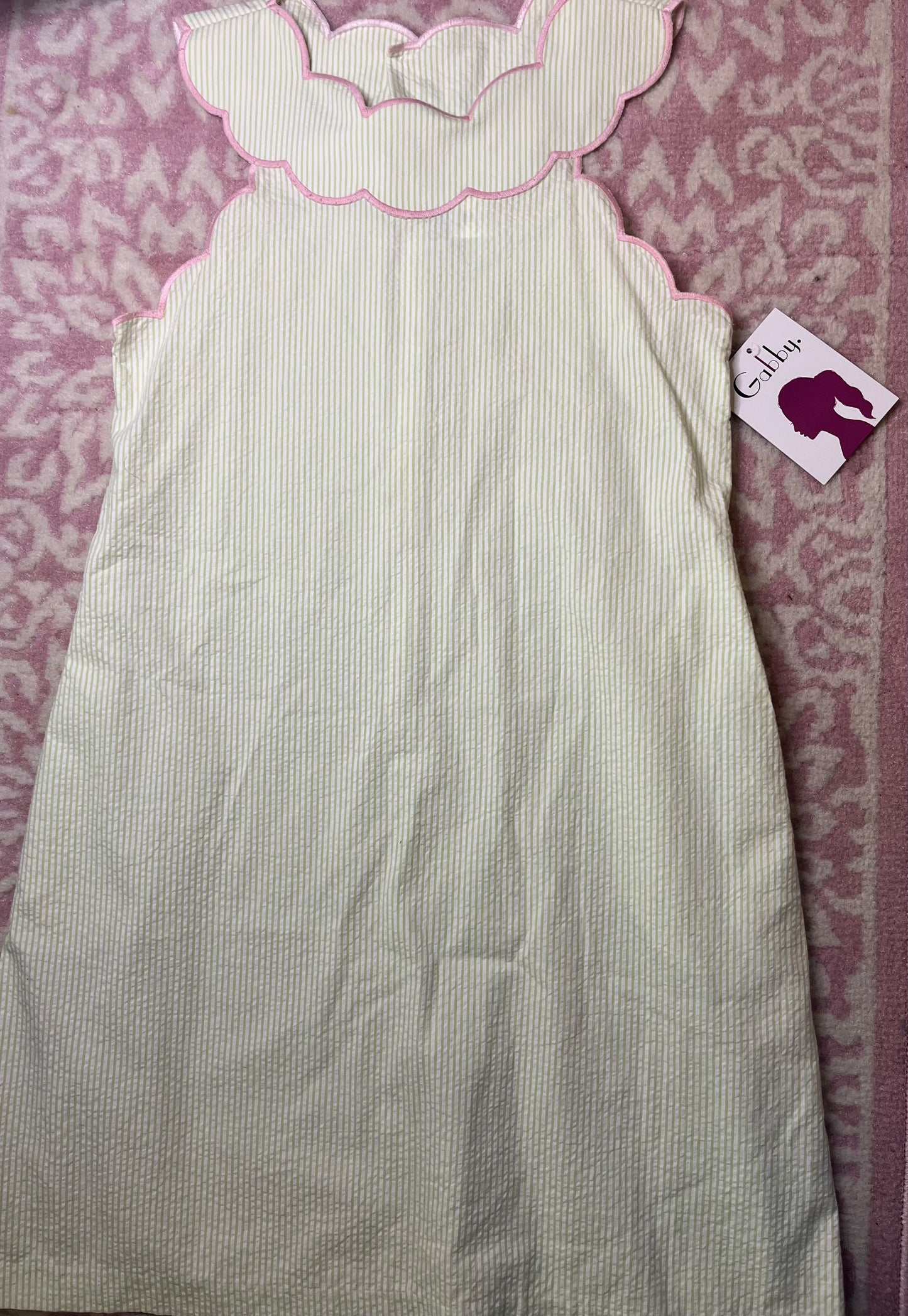 14 Gabby Sydney Shift Dress in Green Seersucker