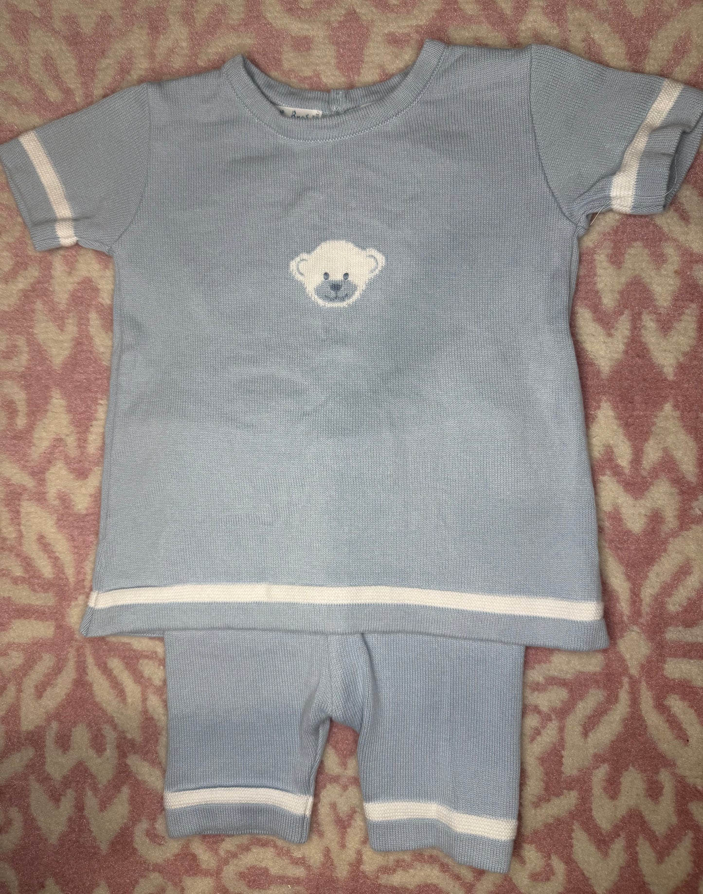 18M Feltman Blue Teddy Bear Sweater Set