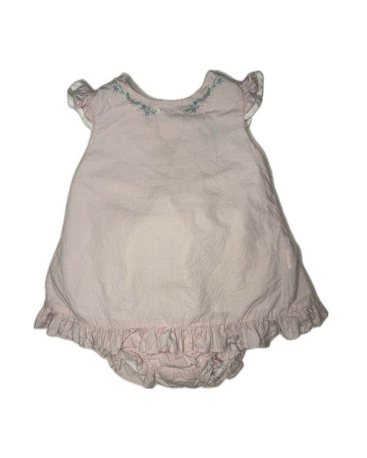 12M Sophie & Lucas Baby Pink Floral Hand-Stitched Bow Bloomer Set