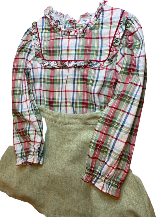 4/5 Little English Christmas Plaid Skirt Set