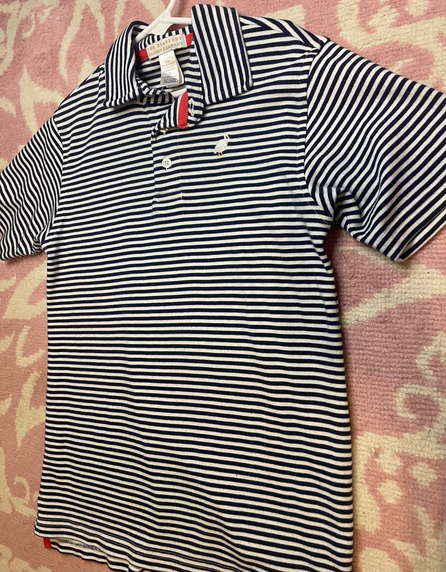 TBBC Navy & White Striped Polo