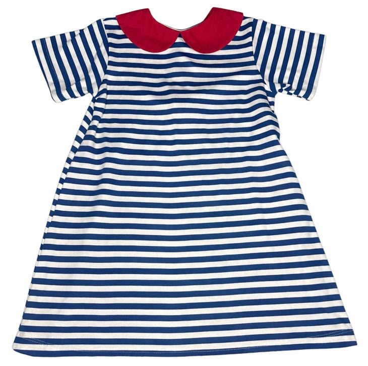 6X Lullaby Set Red White & Blue Striped Knit Dress