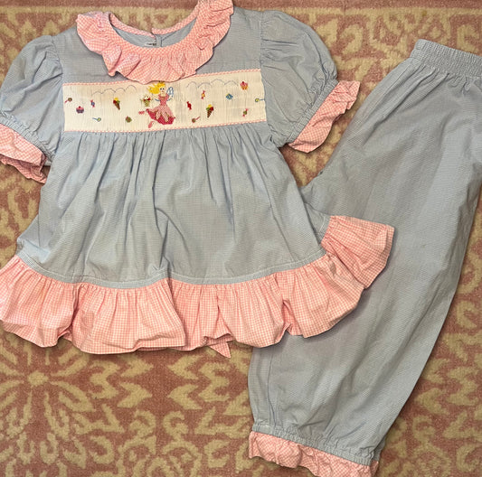 Sz 3 Beauxet Belles New Orleans Smocked Fairy Set with Bow