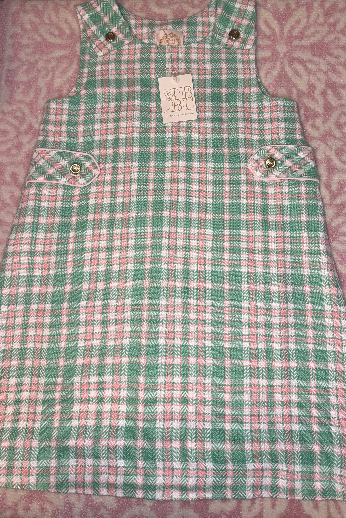 Sz 10 TBBC Janie Jumper-Putney Plaid/Palm Beach Pink