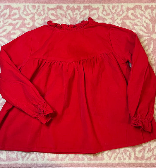 Sz 6 Hannah Kate Red Cord Ruffle Neck Top