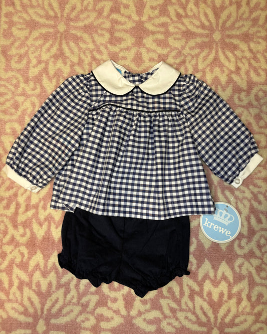 9M Krewe Navy Gingham Bloomer Set
