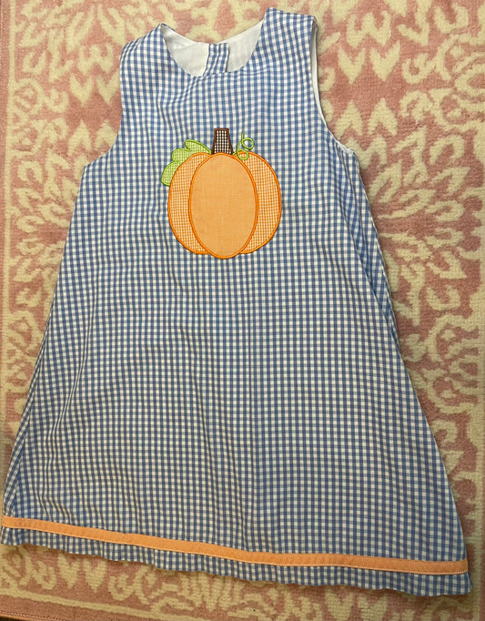 Sz 5 Candyland Blue Pumpkin Gingham Dress