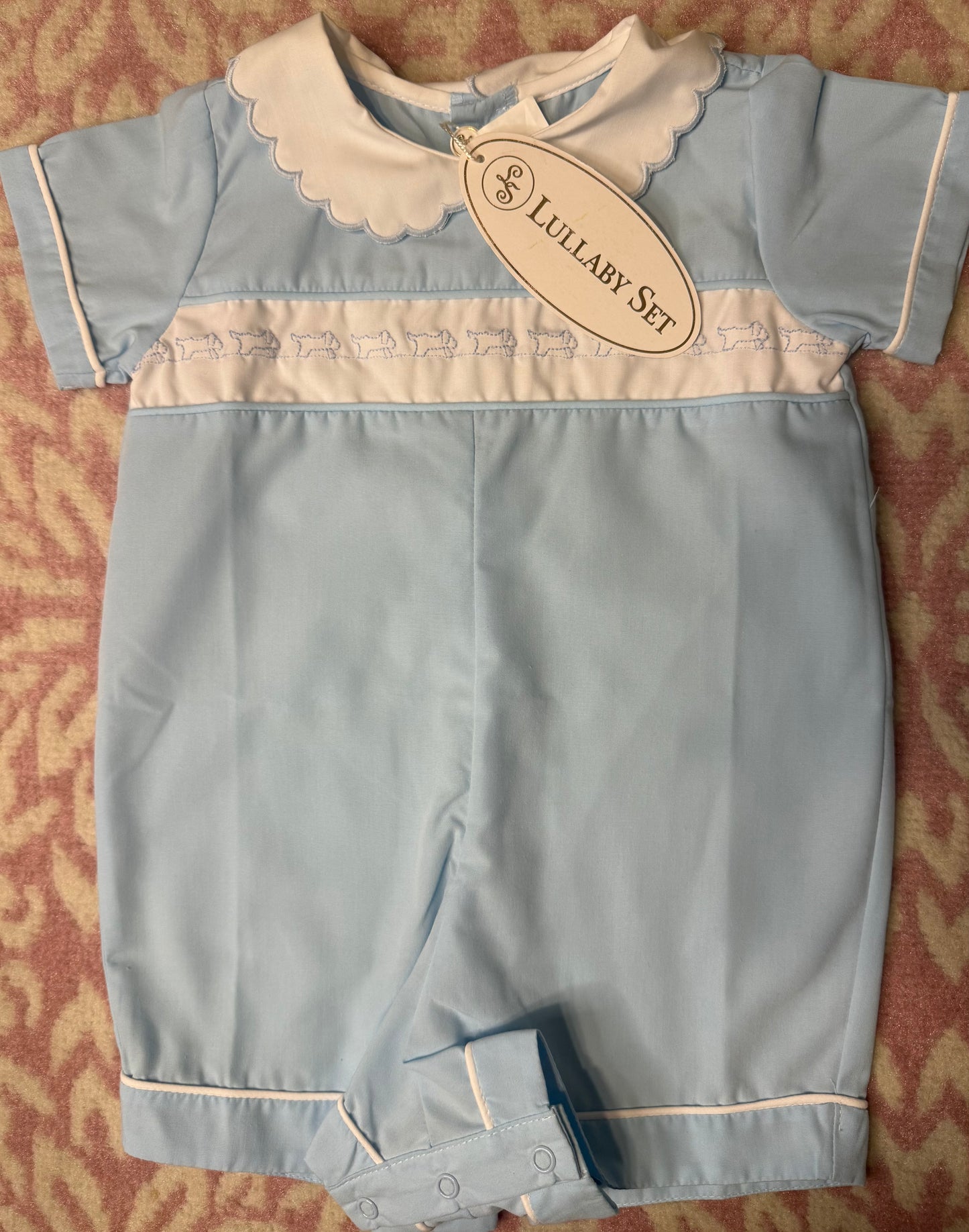 12M Lullaby Set Puppy Baby Blue Shortall