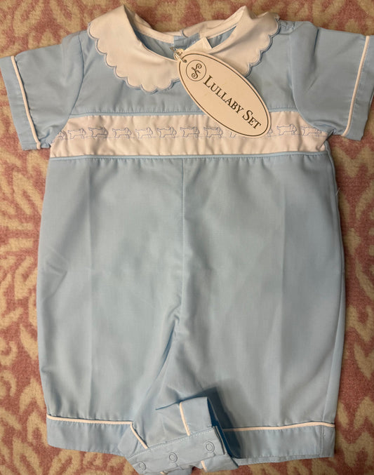 12M Lullaby Set Puppy Baby Blue Shortall