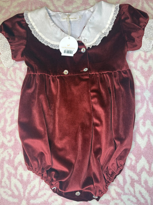 3T Sal & Pimenta Burgundy Velvet Lace Bubble
