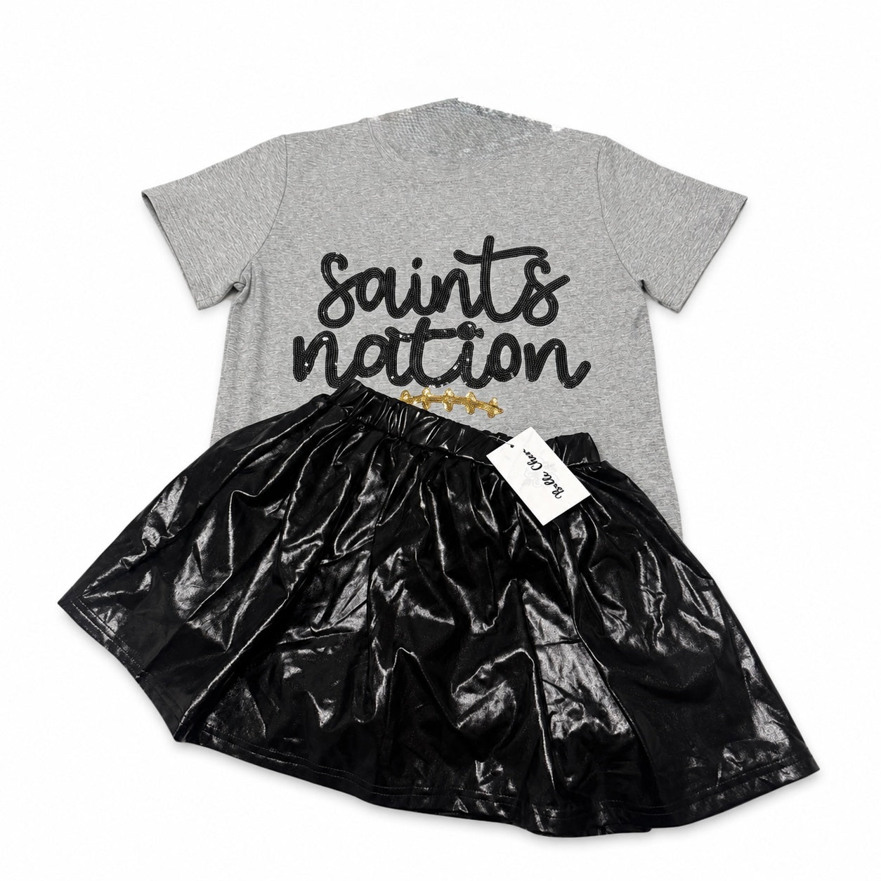 14 Belle Cher Saints Nation Sequin Skirt Set