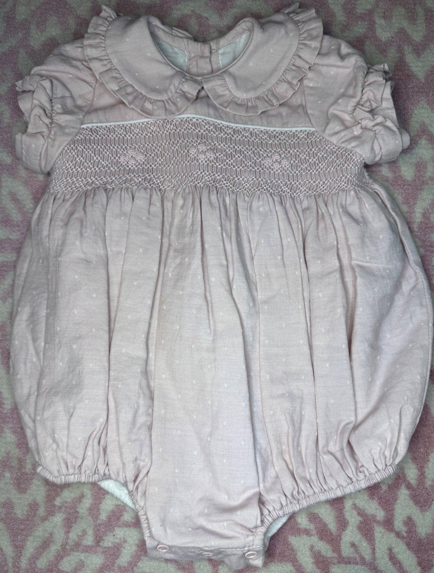 18M Dondolo Rose Colored Smocked Bubble