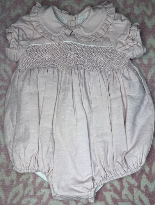 18M Dondolo Rose Colored Smocked Bubble