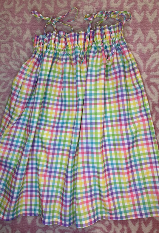 Sz 5 Little Louanne Colorful Gingham Tie Dress