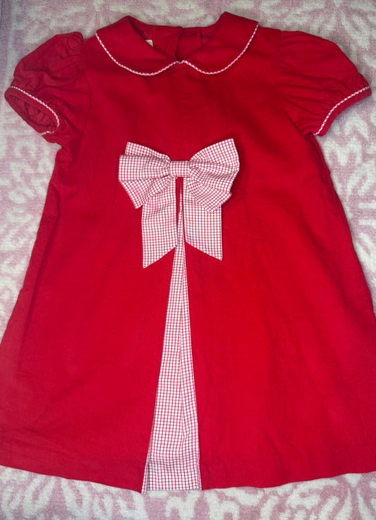 Sz 4 Zuccini Kids Red Cord Bow Dress