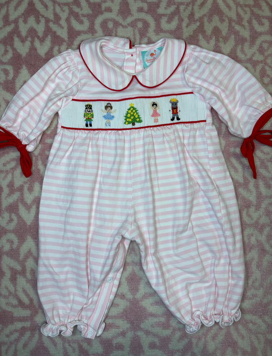 NB The Smocked Flamingo Children’s Boutique Nutcracker LS Romper