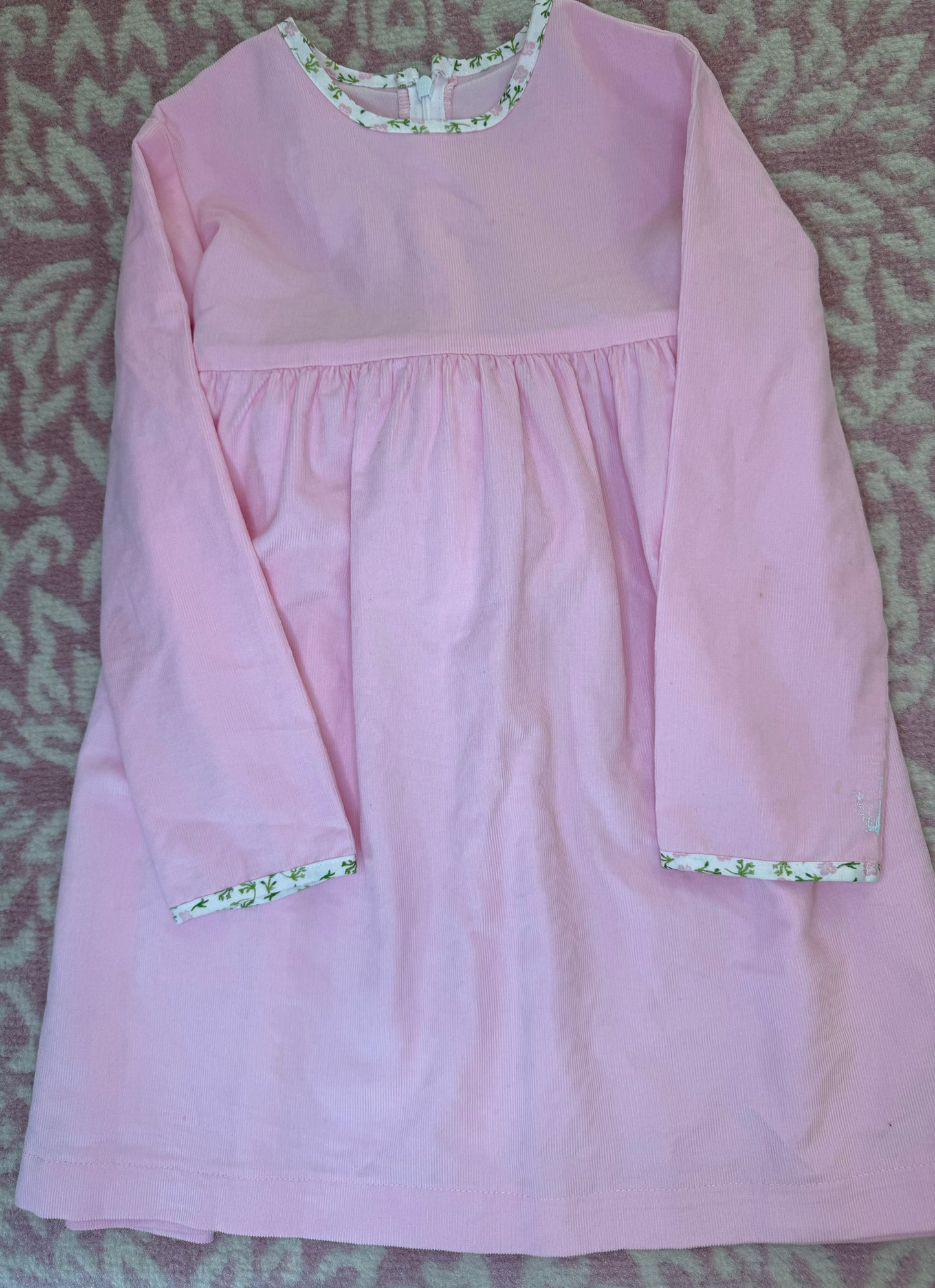 Sz 6 Hannah Kate Pink Cord Floral Trim Dress