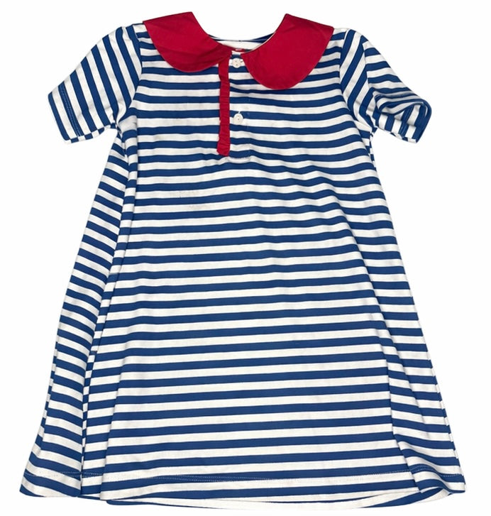 6X Lullaby Set Red White & Blue Striped Knit Dress