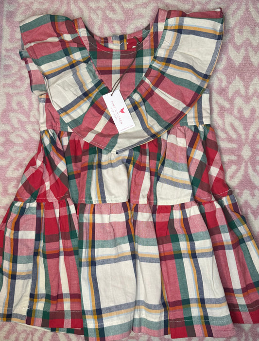 2Y Pink Chicken Girls Raphael Tartan Christmas Dress
